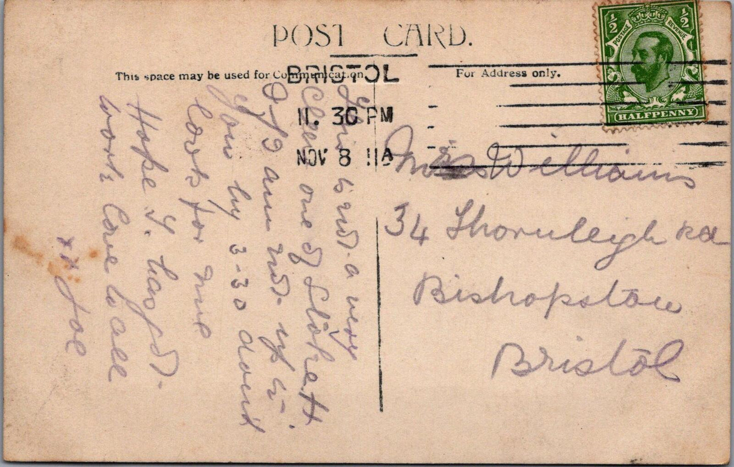Gloucestershire Postcard: Stoke House Stoke Bishop Bristol 1911 RPPC XT2543