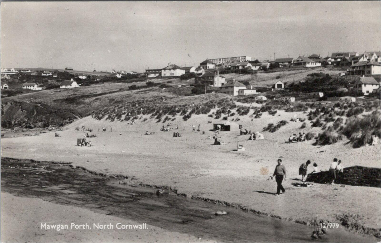 Cornwall Postcard: Mawgan Porth Beach North Coast Newquay RPPC  XT2550