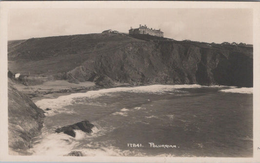 Cornwall Postcard: Polurrian Cove, Mullion Hotel 1930’s, RPPC XT2553