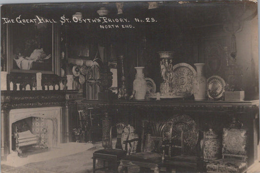 Essex Postcard: St Osyth Priory, The Great Hall Interior 1910’s, RPPC XT2561