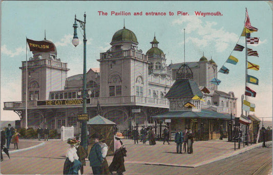 Dorset Postcard: Weymouth Pavilion, Old Entrance To Pier 1910’s, Chrome XT2565