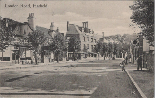 Hertfordshire Postcard: Hatfield London Road, Dray Horse Inn 1910  XT2572