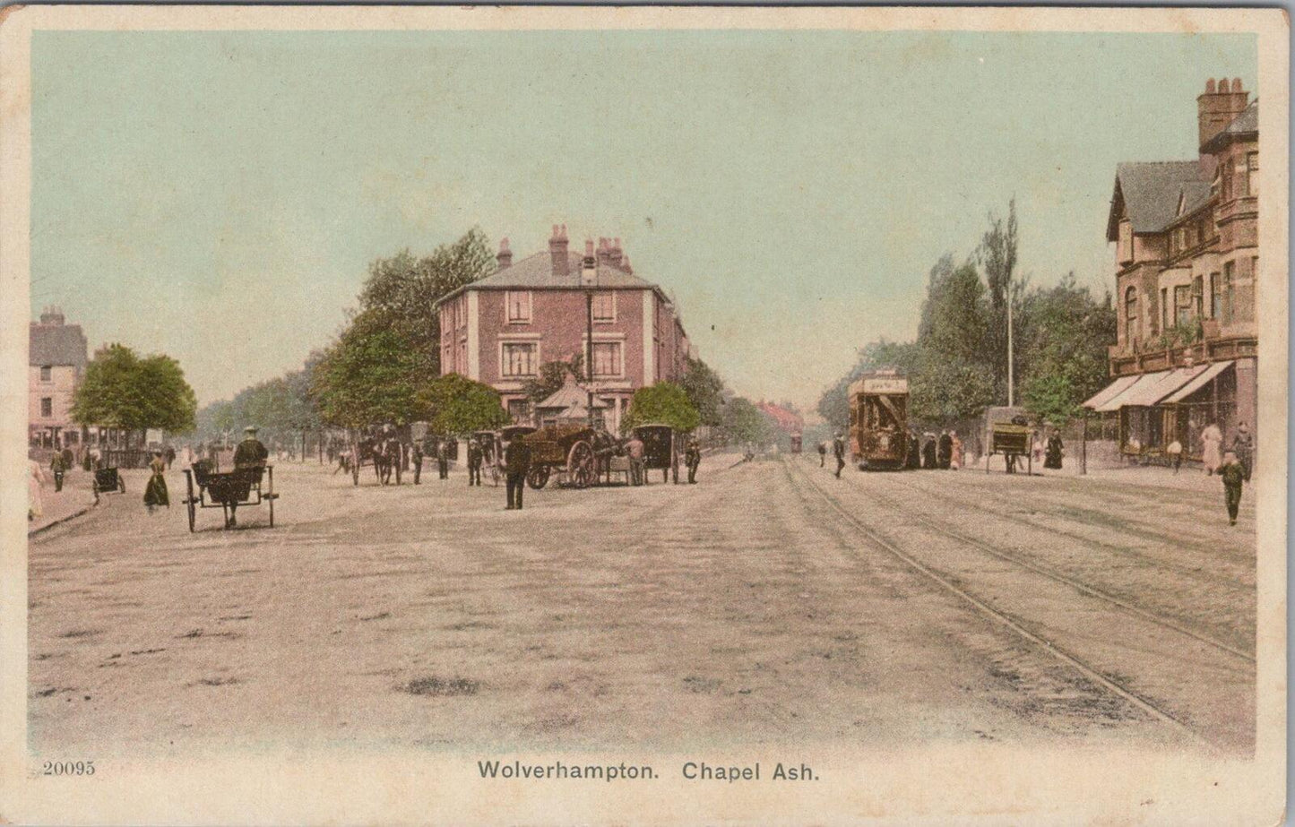 Staffordshire Postcard: Wolverhampton Chapel Ash Trams 1900’s  XT2573
