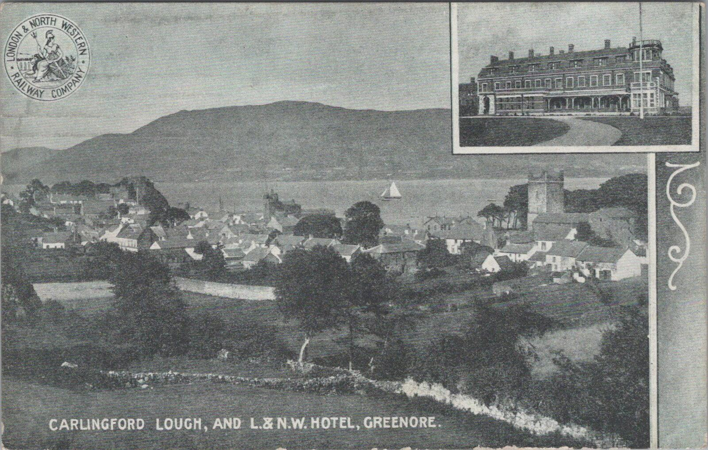 County Louth Postcard: Carlingford Lough, L&NW Hotel Greenore 1900’s XT2583