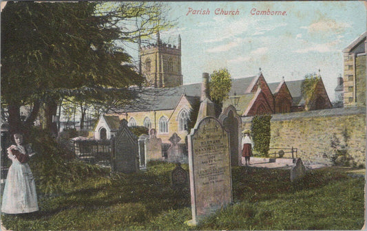 Cornwall Postcard: Camborne Parish Church, Churchyard 1900’s  XT2584