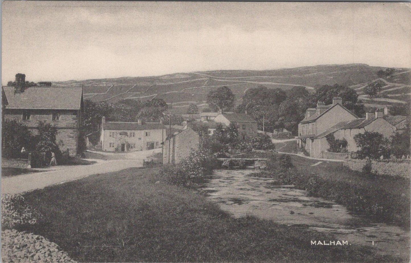 Yorkshire Postcard: Malham Village, The Beck And Cottages 1910’s  XT2593