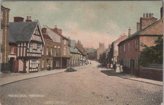 Cheshire Postcard: Welsh Row, Nantwich Street View 1906, Edwardian XT2598