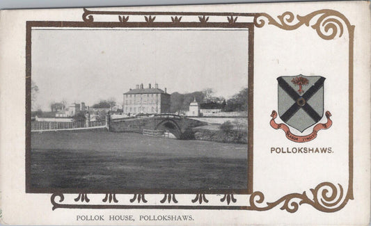 Renfrewshire Postcard: Pollok House, Pollokshaws Glasgow, Heraldic Series XT2604