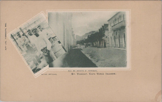 Cape Verde Postcard: St Vincent Rua Do Infante Native Artizans 1900s XT2606