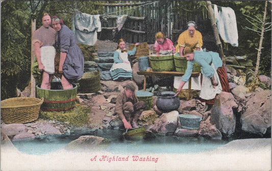 Scotland Postcard: Highland Washing Laundry Women Social History 1910s XT2619