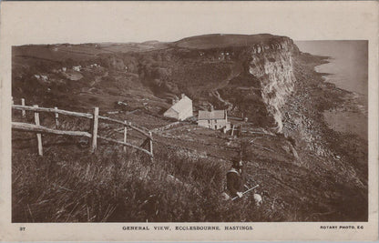 Sussex Postcard: Hastings Ecclesbourne Glen Coastguard RPPC, Rotary Photo XT2620