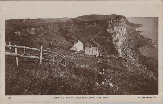 Sussex Postcard: Hastings Ecclesbourne Glen Coastguard RPPC, Rotary Photo XT2620