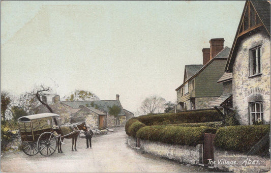 Wales Postcard: Old Aber Village Street Horse Cart Abergwyngregyn 1900s XT2625