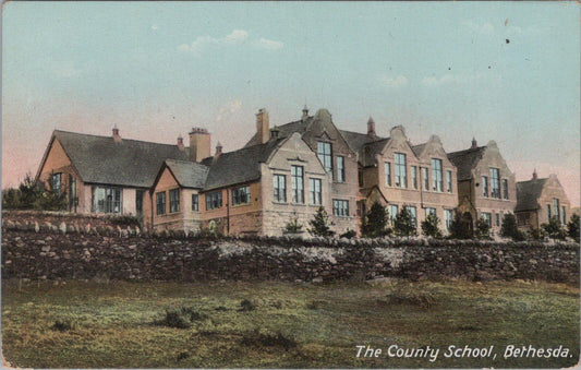 Gwynedd Postcard: The County School, Bethesda Wales Antique 1910s Litho XT2626