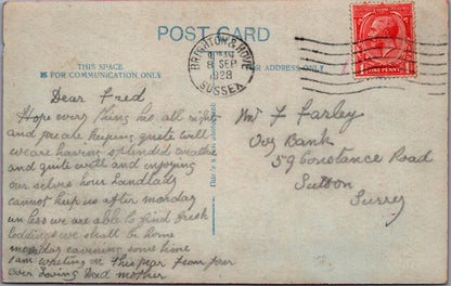 Sussex Postcard: Palace Pier By Night Brighton 1928 Postmark RPPC XT2642
