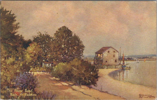 Cornwall Postcard: Rock Padstow Shore Road Estuary, Artist Godwin Bennett XT2643