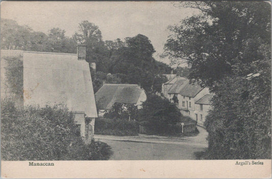 Cornwall Postcard: Manaccan Village Street Thatched Cottages Lane View XT2645