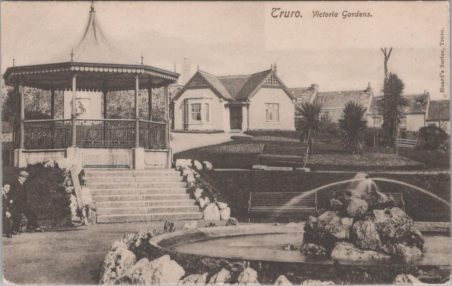 Cornwall Postcard: Truro Victoria Gardens Bandstand Water Fountain Park XT2646