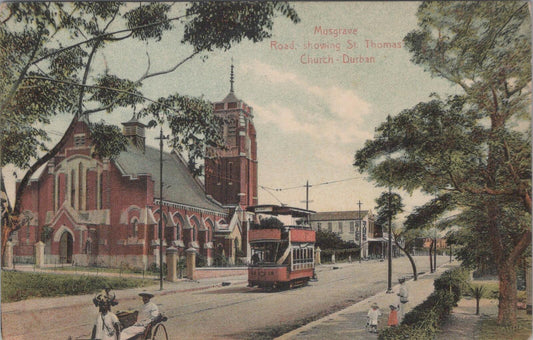 Durban Postcard: Musgrave Road St Thomas Church Tram South Africa XT2650
