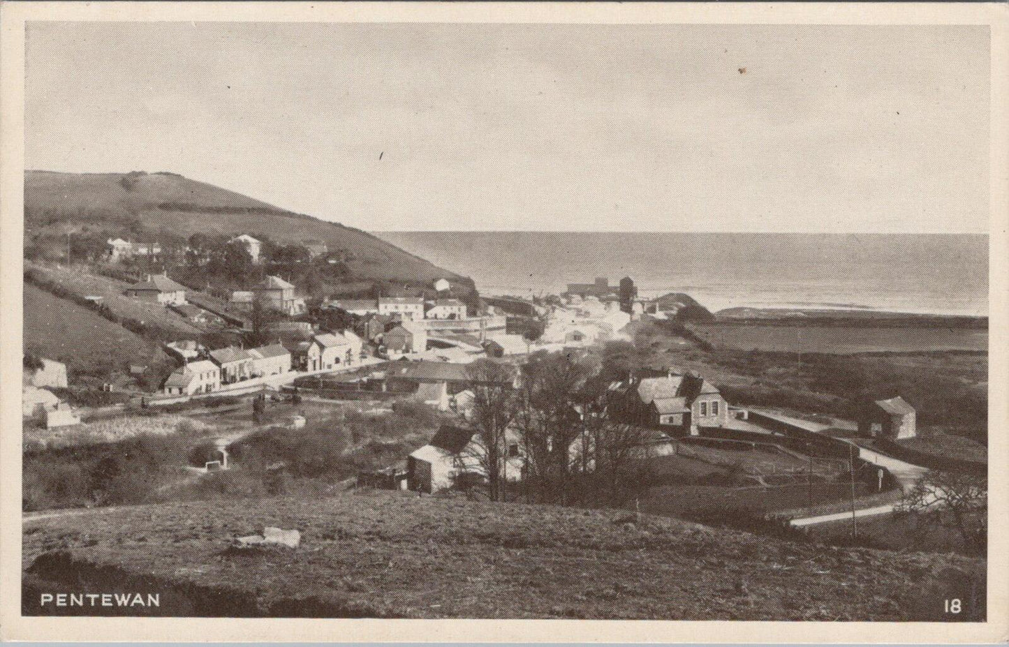 Cornwall Postcard: Pentewan Village From The East Coastal View 1930s  XT2651
