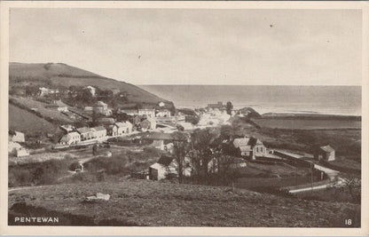 Cornwall Postcard: Pentewan Village From The East Coastal View 1930s  XT2651