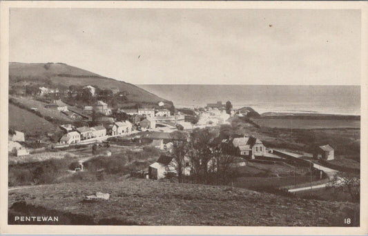 Cornwall Postcard: Pentewan Village From The East Coastal View 1930s  XT2651