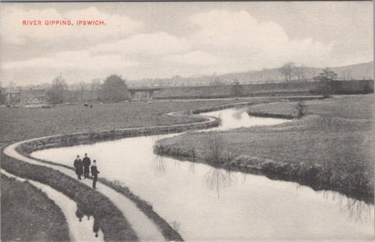 Suffolk Postcard: River Gipping Ipswich Waterway Towpath Scene 1900s XT2657