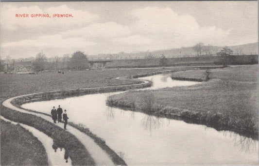 Suffolk Postcard: River Gipping Ipswich Waterway Towpath Scene 1900s XT2657