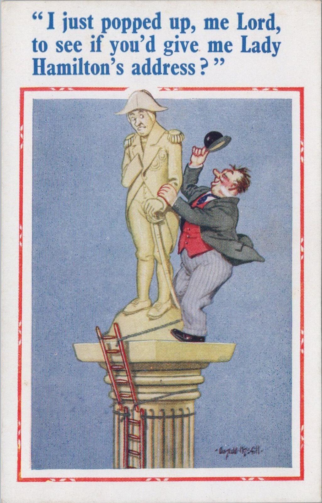 Comic Postcard:Lord Nelson Statue Lady Hamilton Joke,Artist Donald McGill XT2661