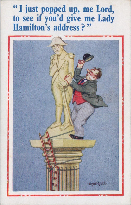 Comic Postcard:Lord Nelson Statue Lady Hamilton Joke,Artist Donald McGill XT2661