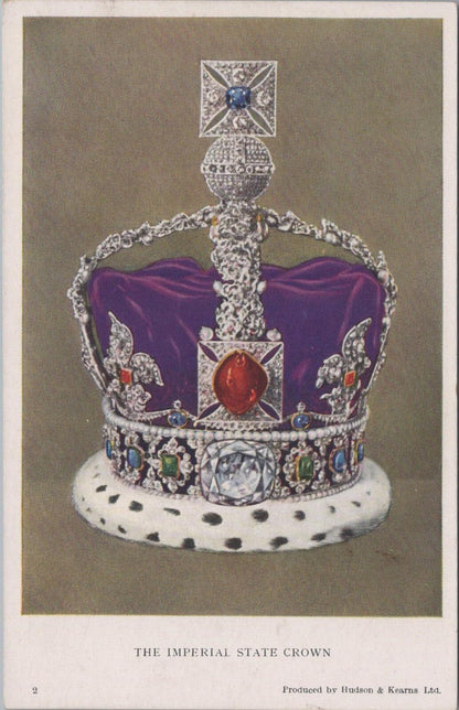 Royalty Postcard: The Imperial State Crown Jewels Royal Regalia Art 1930s XT2669