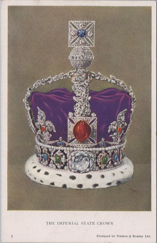 Royalty Postcard: The Imperial State Crown Jewels Royal Regalia Art 1930s XT2669