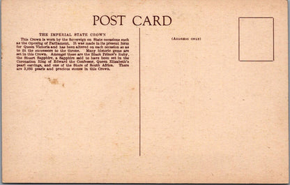 Royalty Postcard: The Imperial State Crown Jewels Royal Regalia Art 1930s XT2669