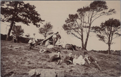 Camping Postcard: Edwardian Family Canvas Tent Holiday 1910s RPPC XT2675
