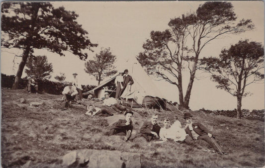 Camping Postcard: Edwardian Family Canvas Tent Holiday 1910s RPPC XT2675