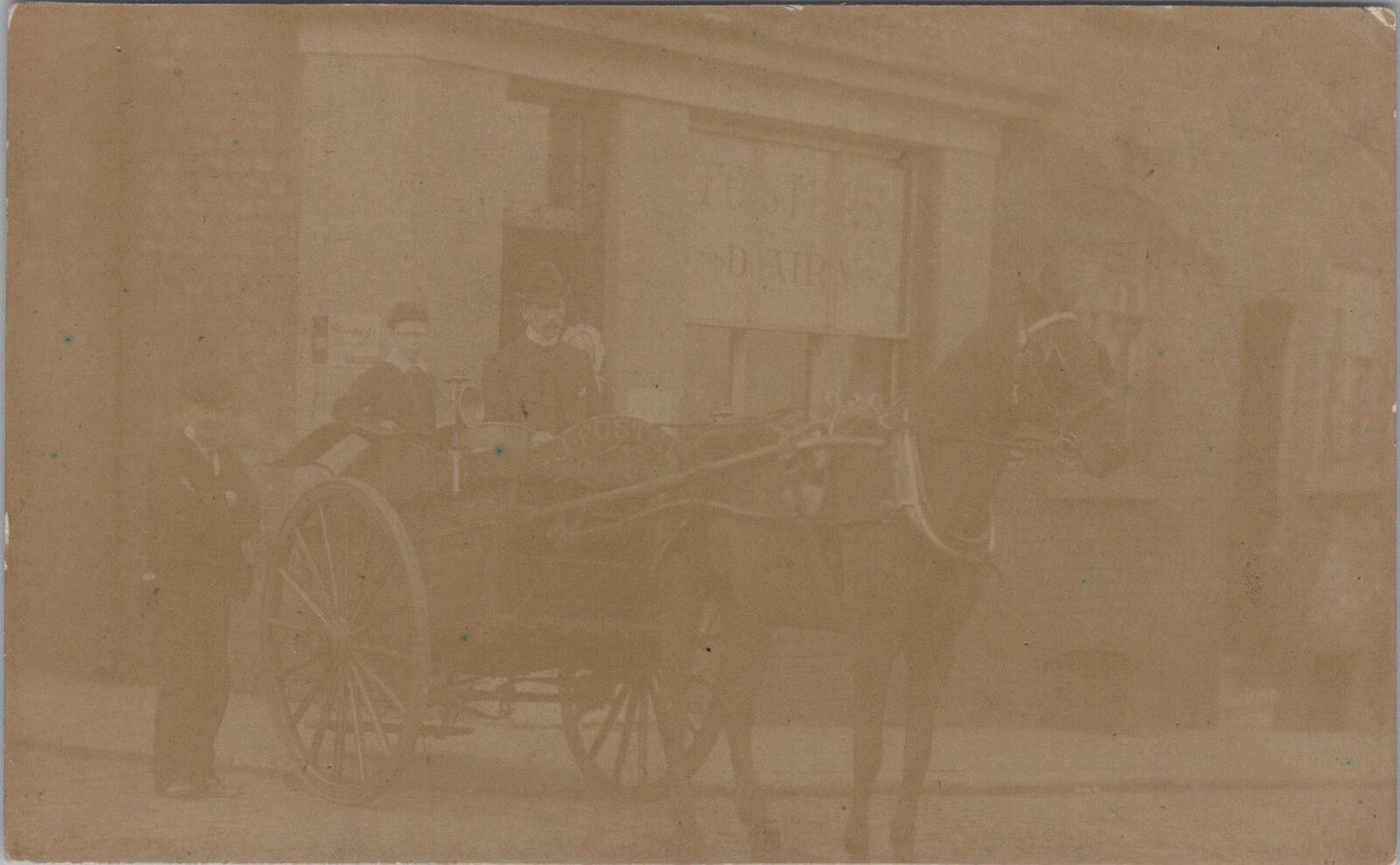 Lancashire Postcard?: Fosters Dairy Shop Storefront RPPC, Horse Delivery XT2676