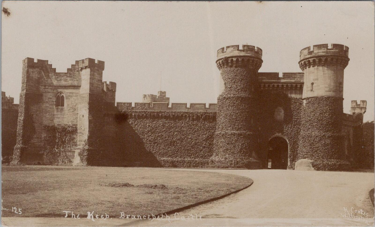Durham Postcard: Brancepeth Castle The Keep H Coates c1910 RPPC XT2681