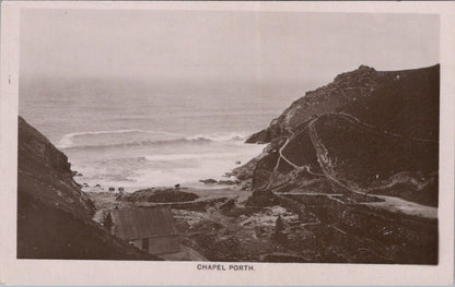 Cornwall Postcard: Chapel Porth Beach St Agnes Coastline c1920 RPPC XT2688