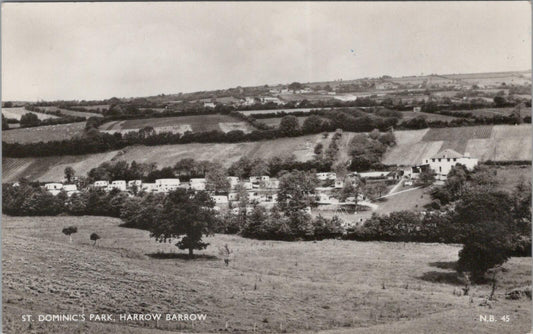 Cornwall Postcard: St Dominics Park Harrowbarrow Caravan Site 1960s RPPC XT2692