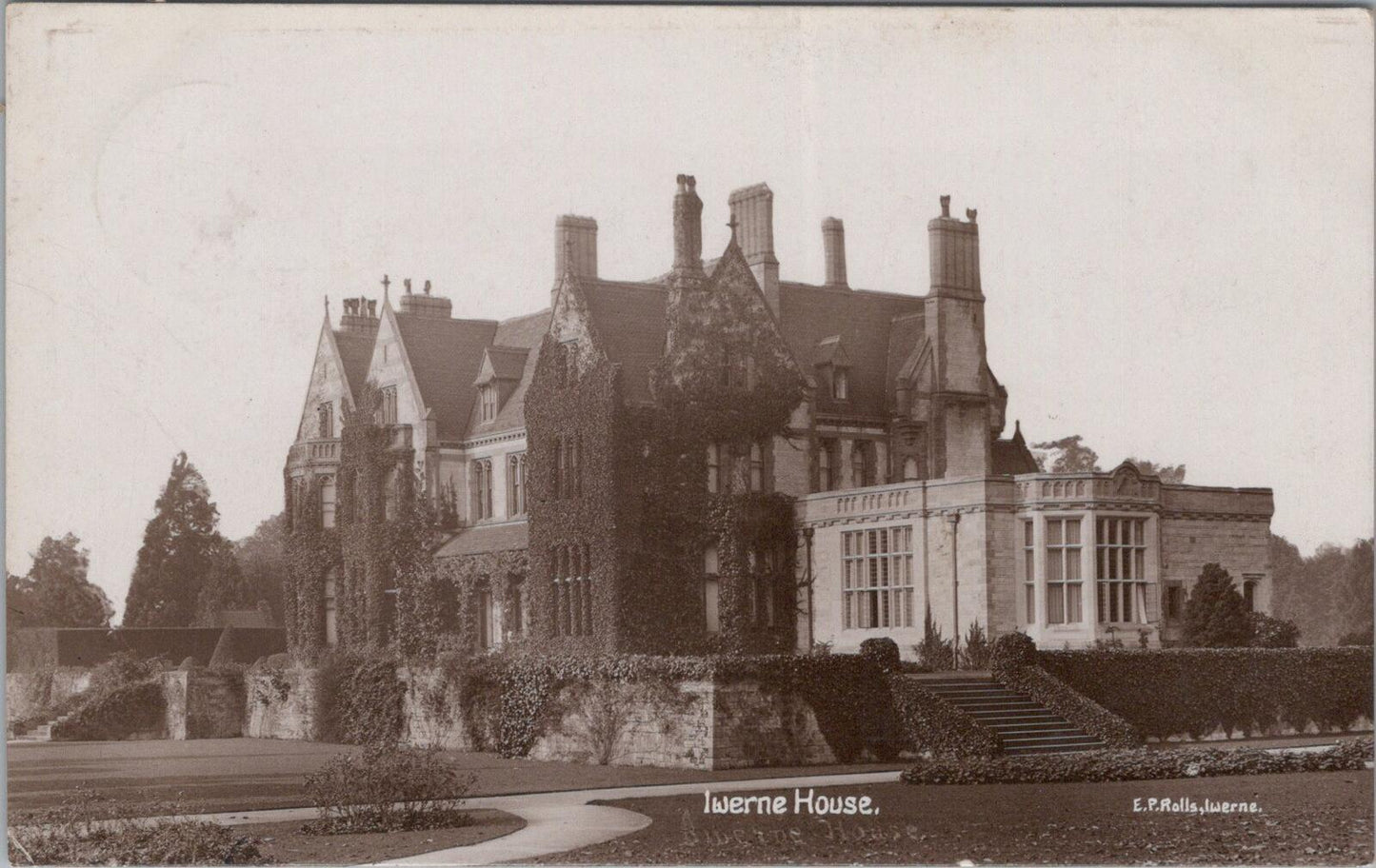 Dorset Postcard: Iwerne House Minster Blandford EP Rolls c1910 RPPC XT2694
