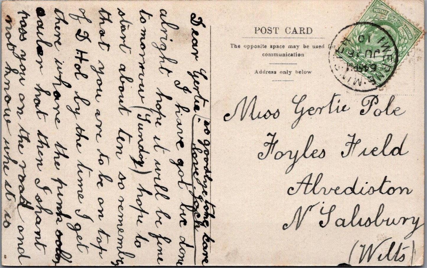 Dorset Postcard: Iwerne House Minster Blandford EP Rolls c1910 RPPC XT2694