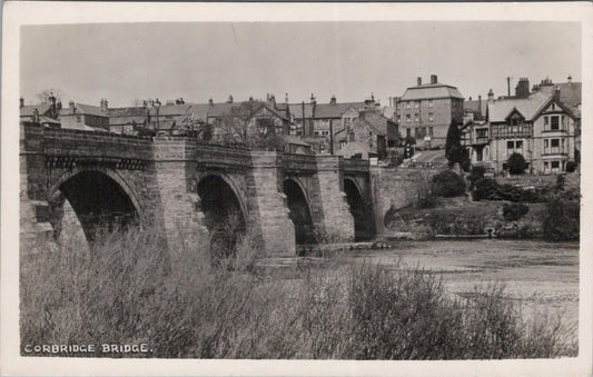 Northumberland Postcard: Corbridge Bridge River Tyne Town View c1950 RPPC XT2696