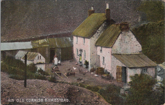 Cornwall Postcard: An Old Cornish Homestead, Thatched Cottages XT2701