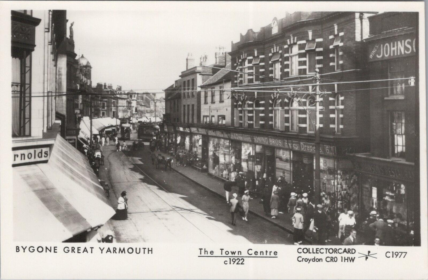 Norfolk Postcard: Great Yarmouth Town Centre c1922 Collectorcard C1977 - XT2704