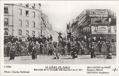 France Postcard: Paris Commune Barricade Menilmontant Pamlin C10006 - XT2707
