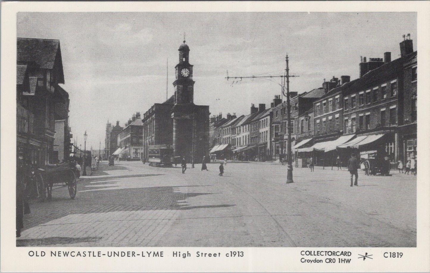 Staffordshire Postcard: Old Newcastle-Under-Lyme High Street c1913 C1819 XT2709