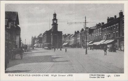 Staffordshire Postcard: Old Newcastle-Under-Lyme High Street c1913 C1819 XT2709