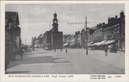 Staffordshire Postcard: Old Newcastle-Under-Lyme High Street c1913 C1819 XT2709