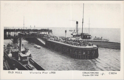 Yorkshire Postcard: Old Hull Victoria Pier Humber Paddle Steamer c1900 - XT2711