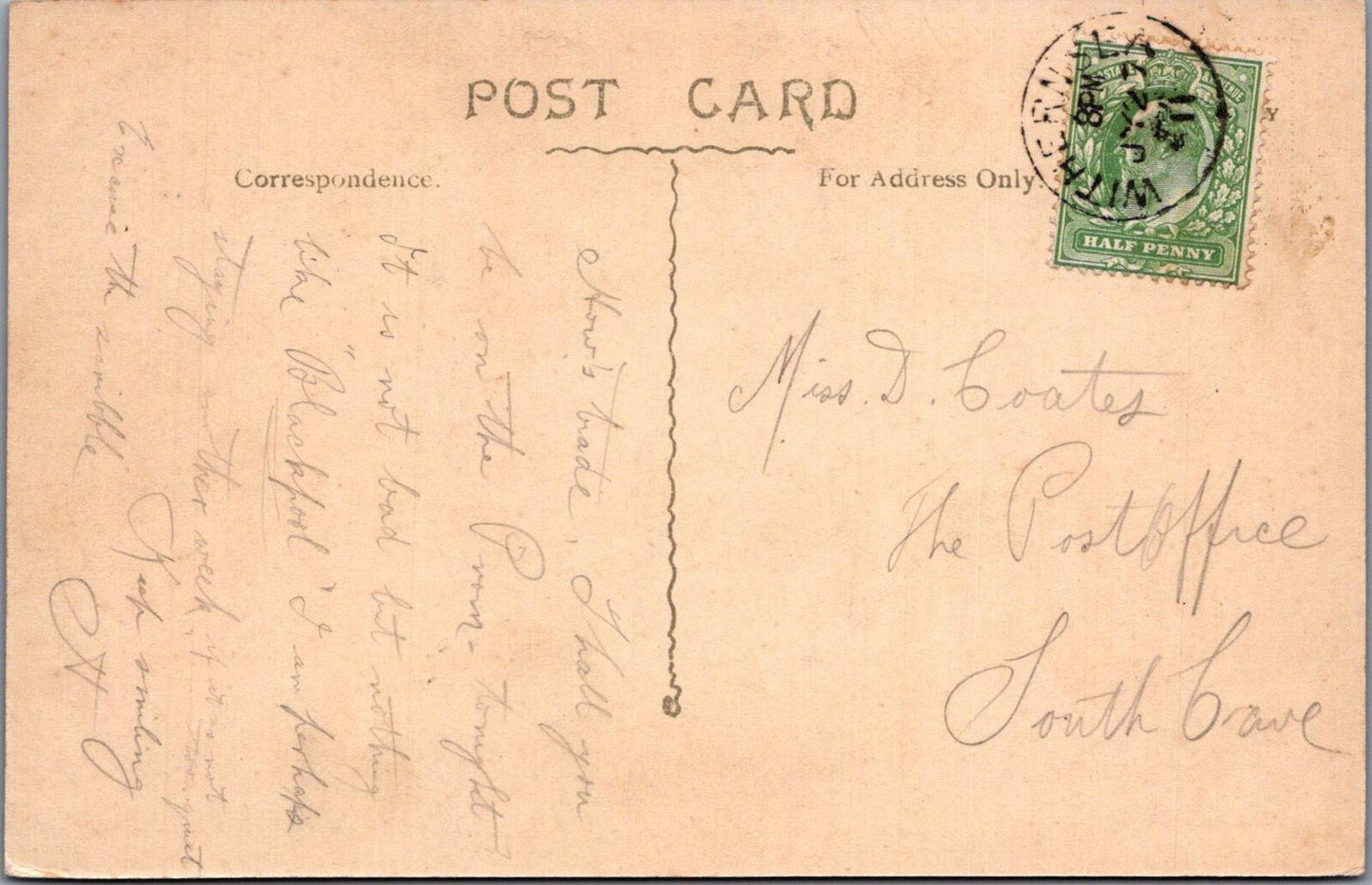 Yorkshire Postcard: Hull Road Withernsea Lighthouse Street c1911 XT2716